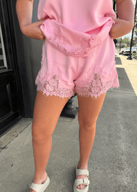 Blush Belle Lace Trim Shorts - MerciGrace BoutiqueShorts