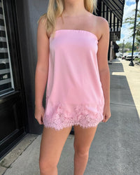 Blush Belle Lace Trim Strapless Top - MerciGrace BoutiqueTops
