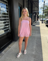 Blush Belle Lace Trim Strapless Top - MerciGrace BoutiqueTops