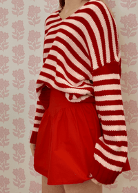 Blush & Scarlet Stripe V - Neck Knit - MerciGrace BoutiqueTop