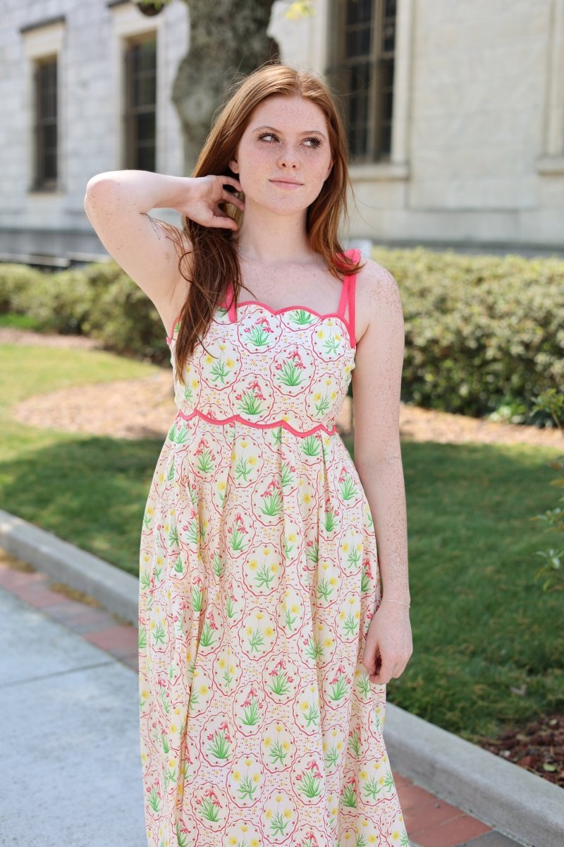 Blushing Petals Midi Dress - Pink/Multi - MerciGrace BoutiqueDresses