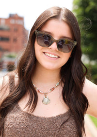 Blushing Side Shell Necklace - Multi/Gold - MerciGrace BoutiqueNecklace