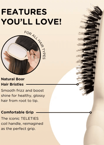 Boar Bristle Hair Brush - Tan - MerciGrace BoutiqueBrush