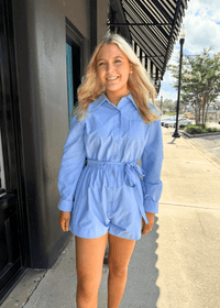 Borrowed & Blue Oxford Romper - MerciGrace BoutiqueRomper