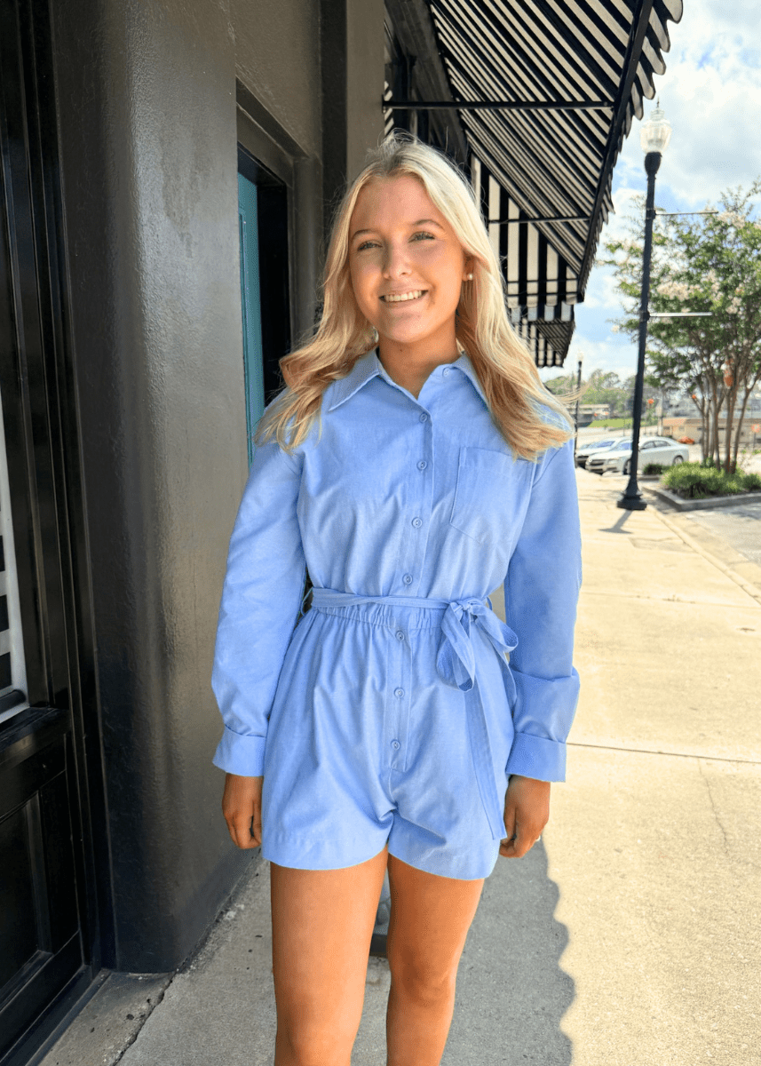 Borrowed & Blue Oxford Romper - MerciGrace BoutiqueRomper