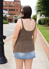 Boucle Peplum Sweater Tank - Brown - MerciGrace BoutiqueTank