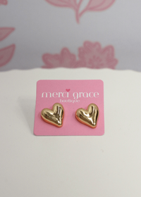Brass Heart Earrings - Gold - MerciGrace BoutiqueEarrings