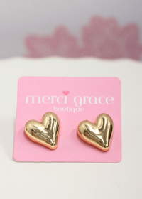 Brass Heart Earrings - Gold - MerciGrace BoutiqueEarrings