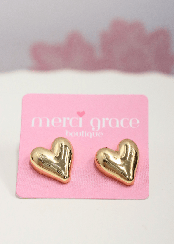 Brass Heart Earrings - Gold - MerciGrace BoutiqueEarrings