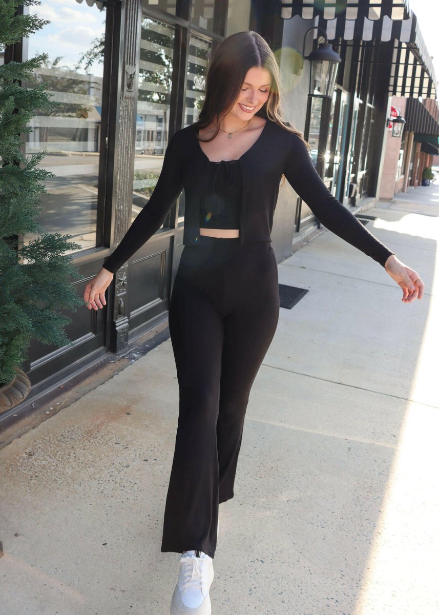 Bring It On Cardigan Top Set - Black - MerciGrace BoutiqueTop