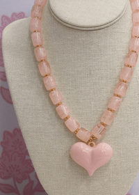 Bubble Heart PDT Beaded Necklace - Pink - MerciGrace BoutiqueNecklace