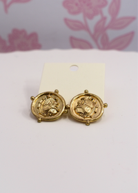 Vintage gold bulldog coin earrings inspired by Georgia Bulldawgs