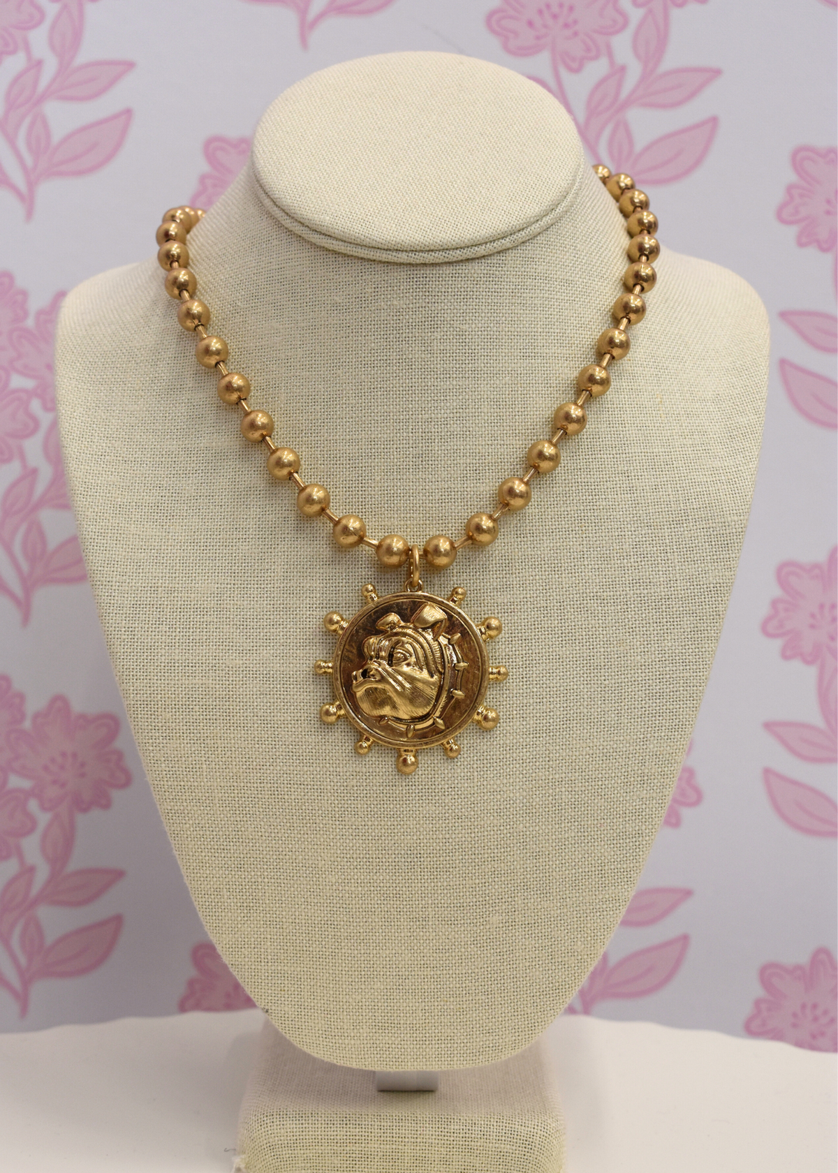 Bulldog Coin Necklace Set- Gold