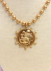 Gold bulldog necklace set styled for game day outfits