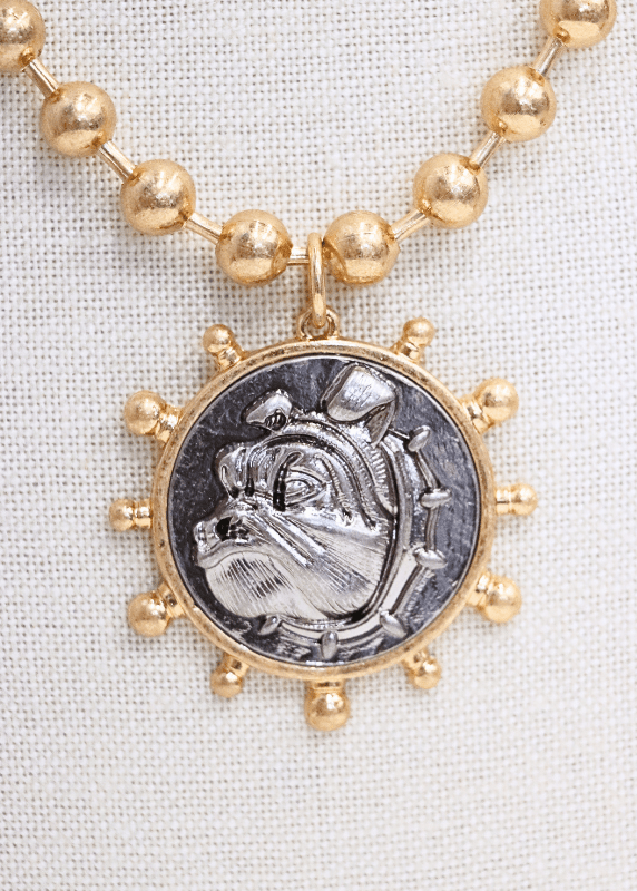 Bulldog Coin Necklace Set - Two - tone - MerciGrace BoutiqueNecklace