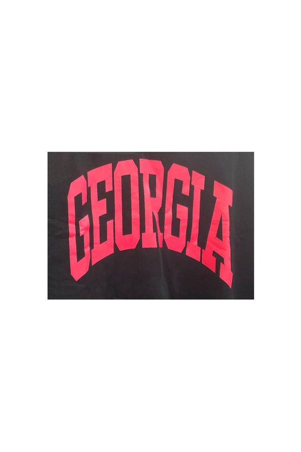 GEORGIA & GA Print Reversible Mockneck Sweatshirt - Black with Red Lettering