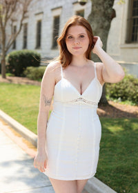 Camille Lace Trim Mini Dress - Cream - MerciGrace BoutiqueDress