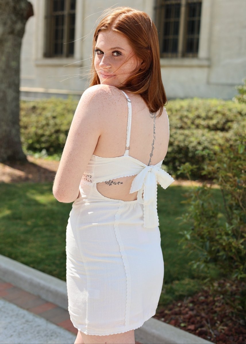 Camille Lace Trim Mini Dress - Cream - MerciGrace BoutiqueDress