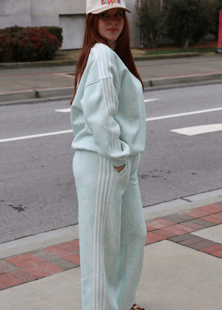 Camo Printed Side Stripe Detail Sweatpants - Mint - MerciGrace BoutiquePants