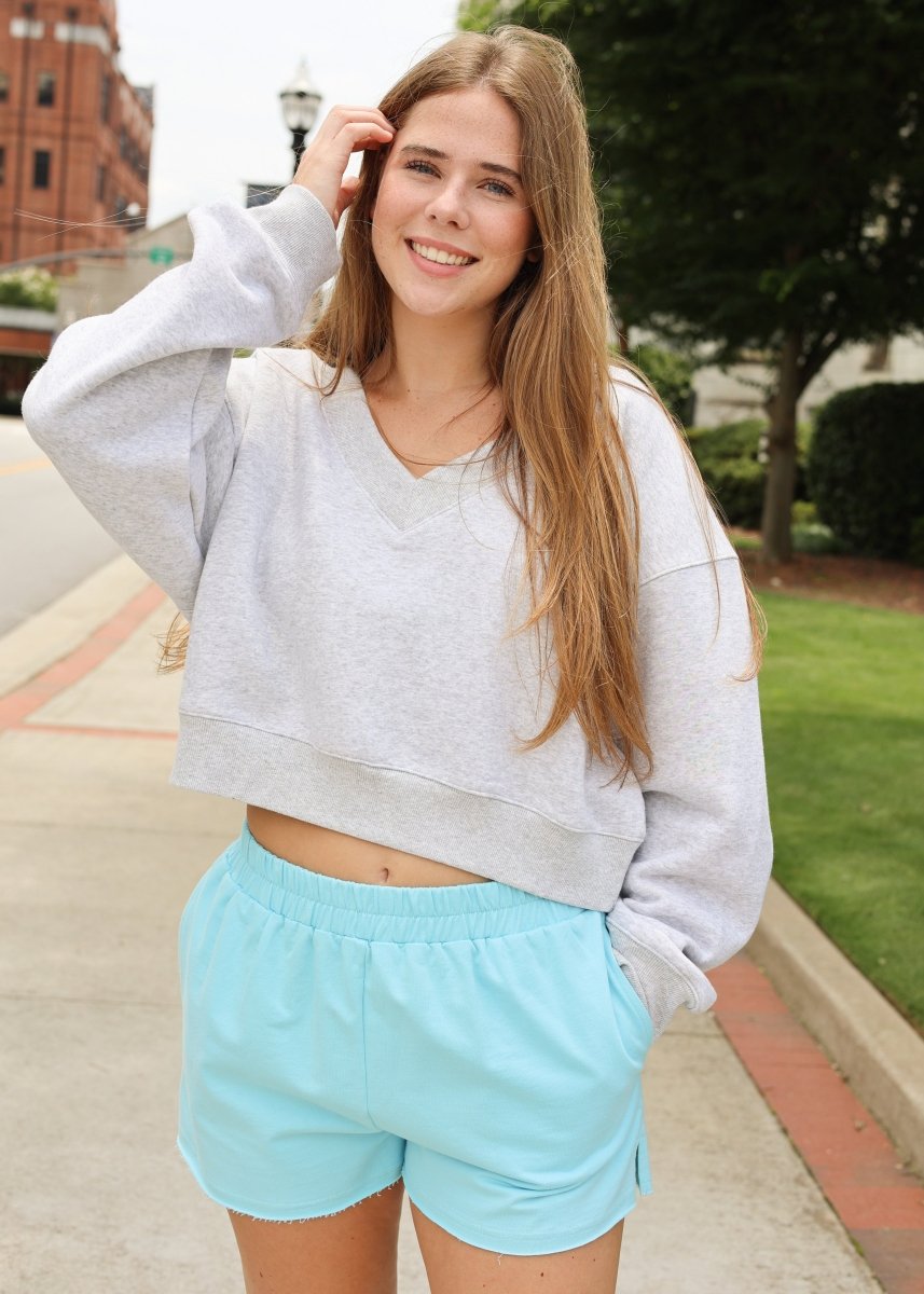 Campus Comfort Light Blue Knit Shorts - MerciGrace BoutiqueShorts