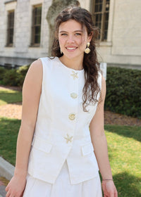 Capri Coast Vest - White/Gold - MerciGrace BoutiqueShirts & Tops