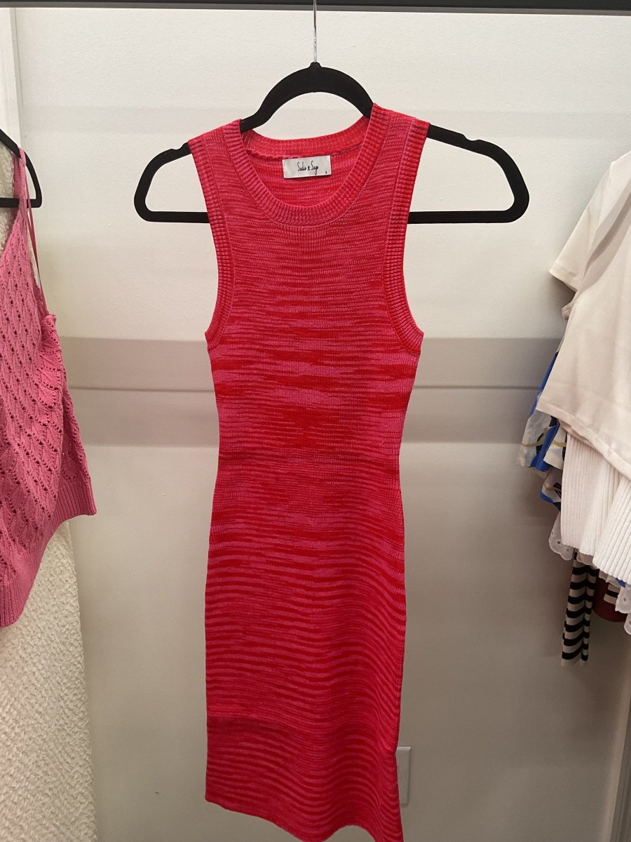 Carmen Knit Mini Dress - Pink/Red - MerciGrace BoutiqueDress