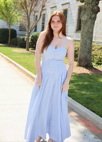 Charleston Stripe Maxi Dress - Blue - MerciGrace BoutiqueDress
