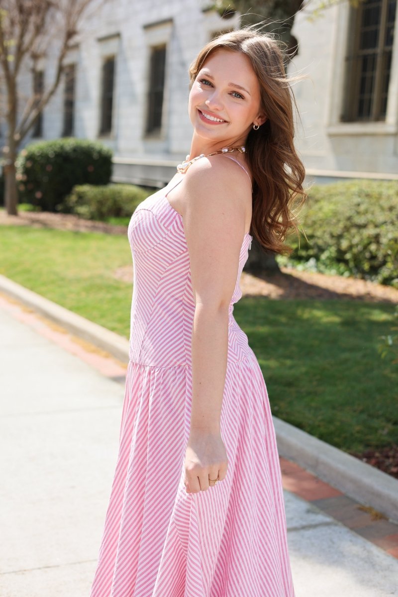 Charleston Stripe Maxi Dress - Pink - MerciGrace BoutiqueDress