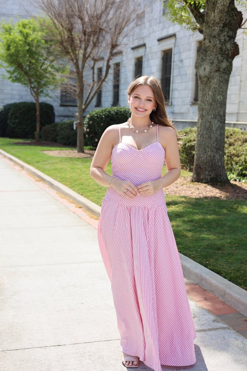 Charleston Stripe Maxi Dress - Pink - MerciGrace BoutiqueDress