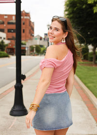 Cherry Blossom Dot Scarf Top - Pink - MerciGrace BoutiqueTop
