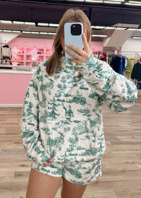 Christmas Sights Quilted Hoodie - White/Green - MerciGrace BoutiqueApparel & Accessories