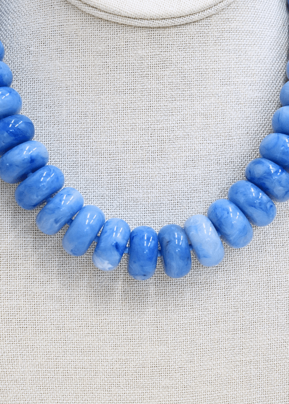 Chunky Marble Bead Necklace - Light Blue - MerciGrace BoutiqueNecklace