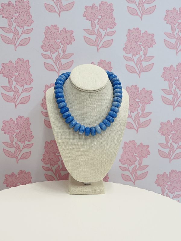 Chunky Marble Bead Necklace - Light Blue - MerciGrace BoutiqueNecklace