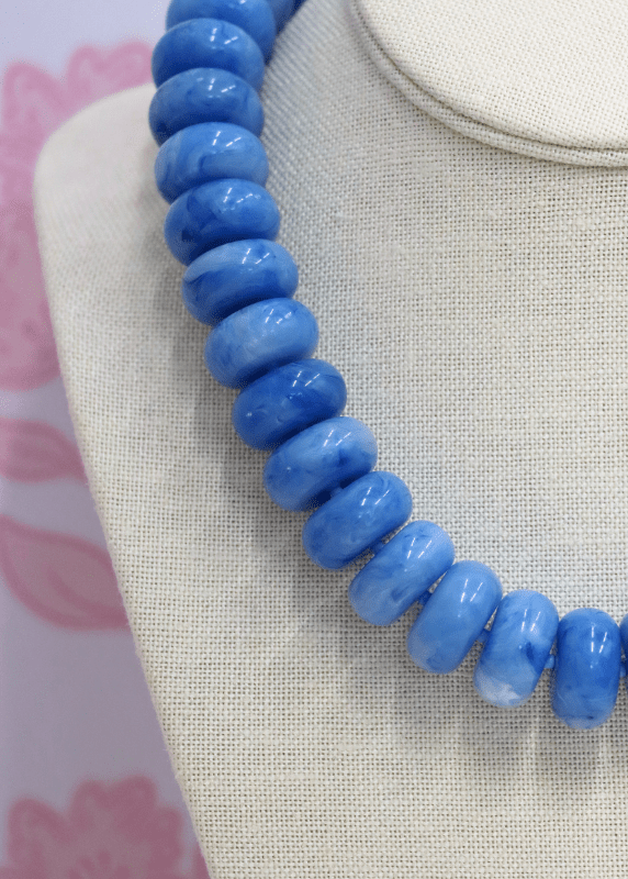 Chunky Marble Bead Necklace - Light Blue - MerciGrace BoutiqueNecklace