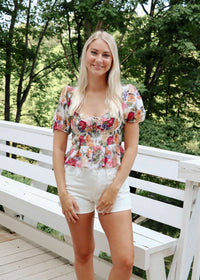 Clemence Floral Blouse - Pink/Multi - MerciGrace BoutiqueTop