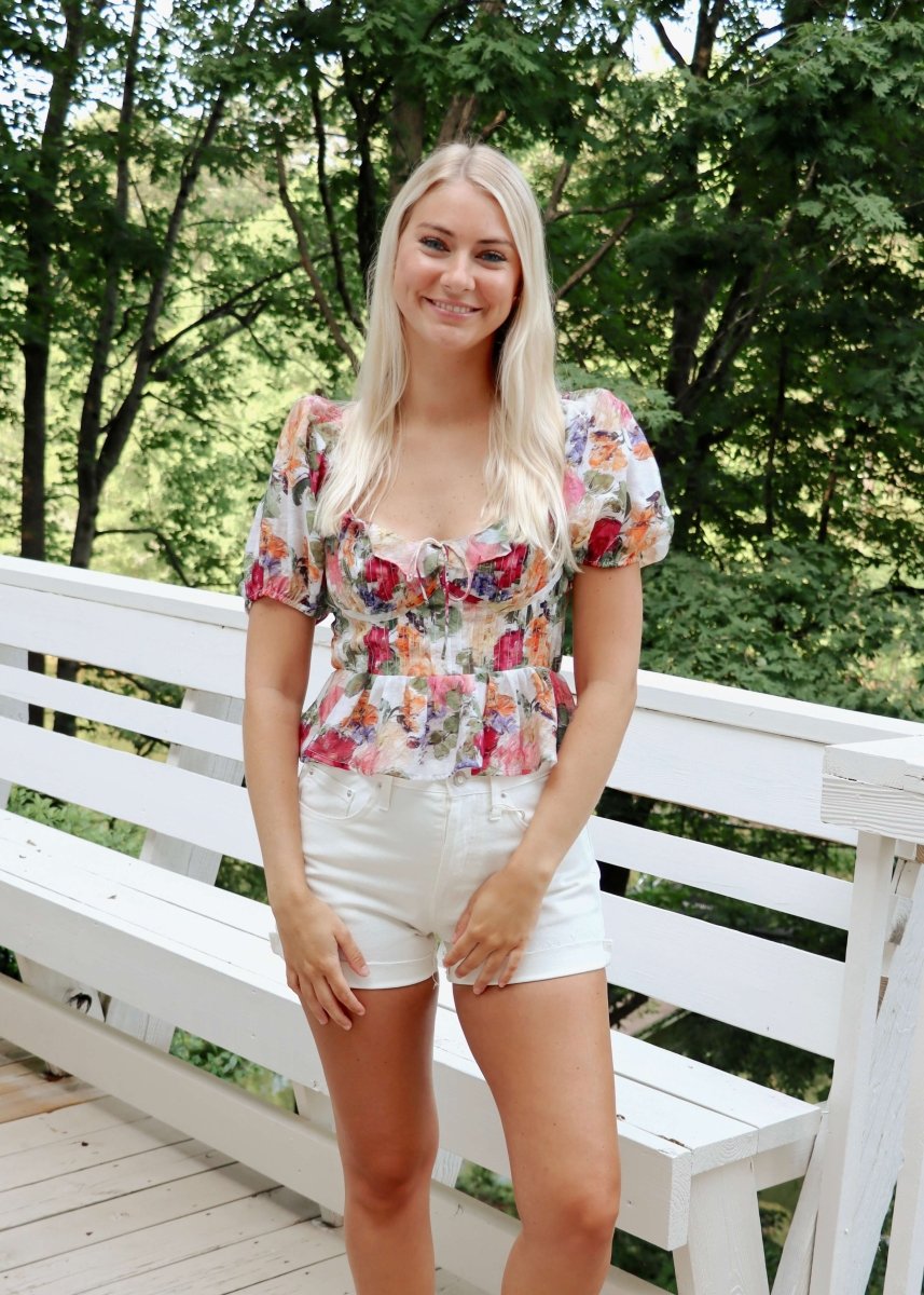 Clemence Floral Blouse - Pink/Multi - MerciGrace BoutiqueTop
