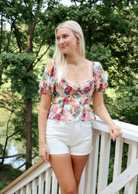 Clemence Floral Blouse - Pink/Multi - MerciGrace BoutiqueTop