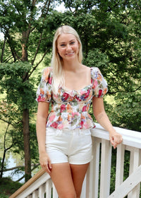 Clemence Floral Blouse - Pink/Multi - MerciGrace BoutiqueTop