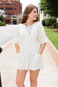 Cloud Nine Cream Textured Romper - MerciGrace BoutiqueRomper