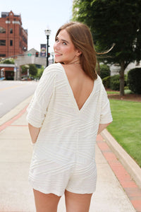 Cloud Nine Cream Textured Romper - MerciGrace BoutiqueRomper
