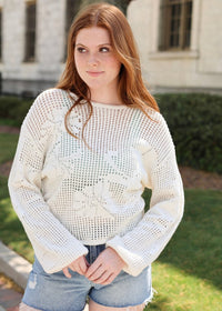 Coastal Breeze Crochet Sweater - Natural - MerciGrace BoutiqueSweater