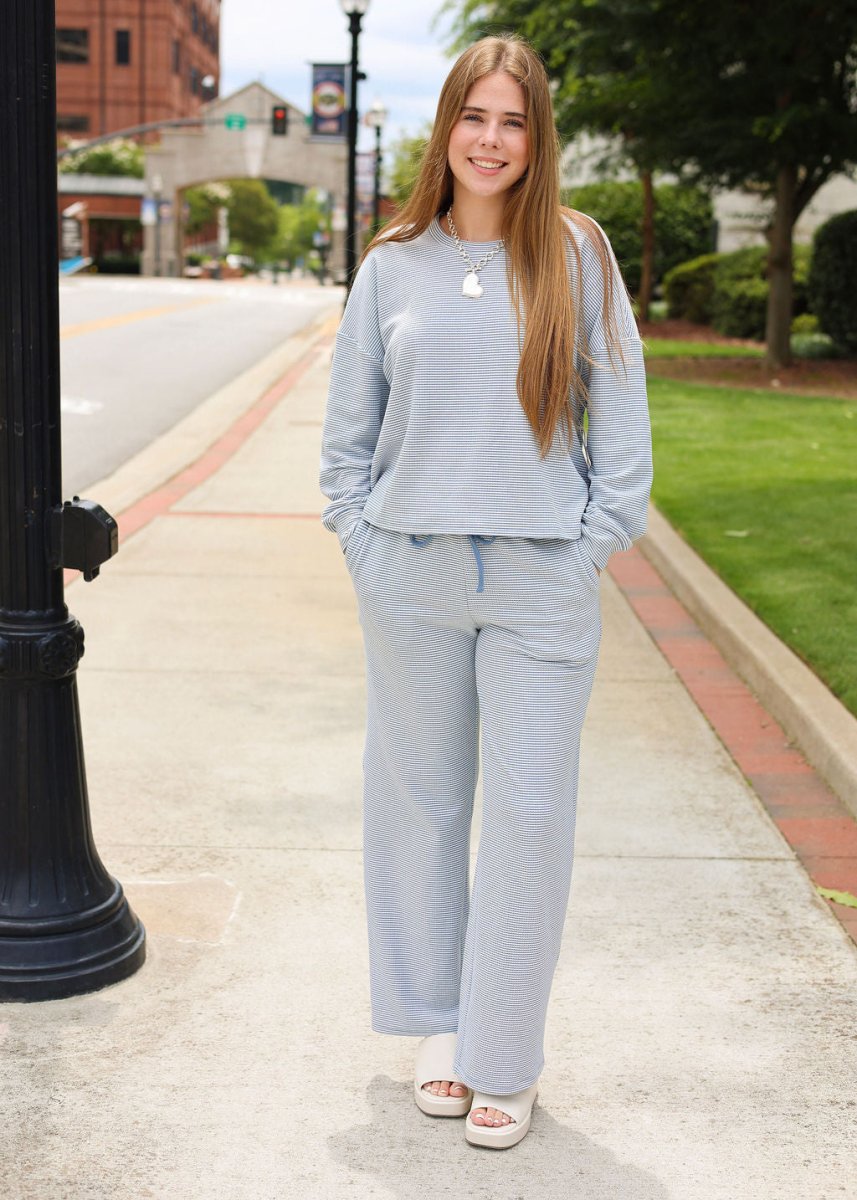 Coastal Calm Lounge Pants - Steel Blue - MerciGrace BoutiquePants