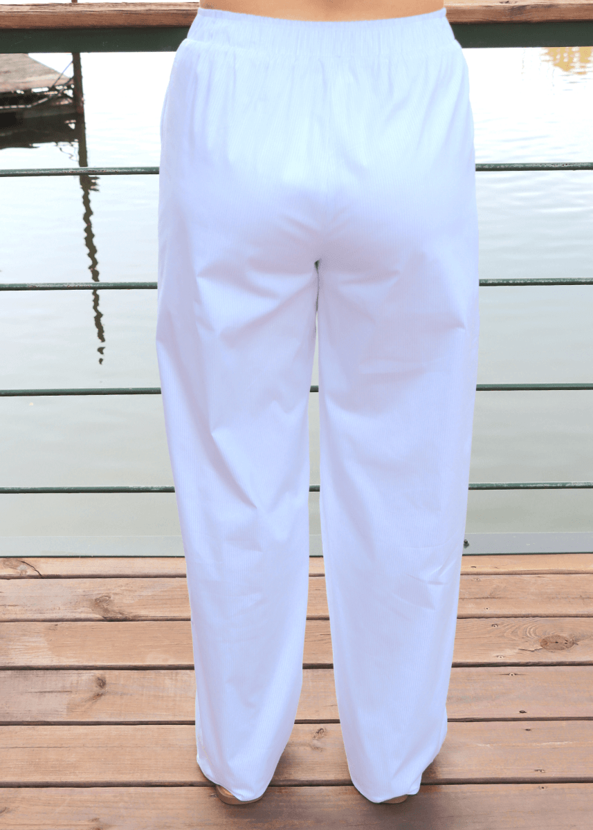 Coastal Livin' High Waisted Pants - White/Blue - MerciGrace BoutiquePants