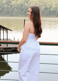 Coastal Livin' Strapless Top - White/Blue - MerciGrace BoutiqueTop