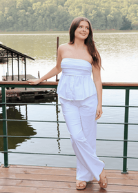 Coastal Livin' Strapless Top - White/Blue - MerciGrace BoutiqueTop