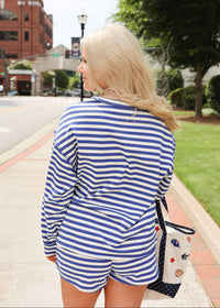 Coastal Weekend Lounge Set - Blue/White - MerciGrace Boutique