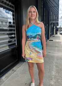 Coastline Canvas Halter Mini Dress - MerciGrace BoutiqueDresses