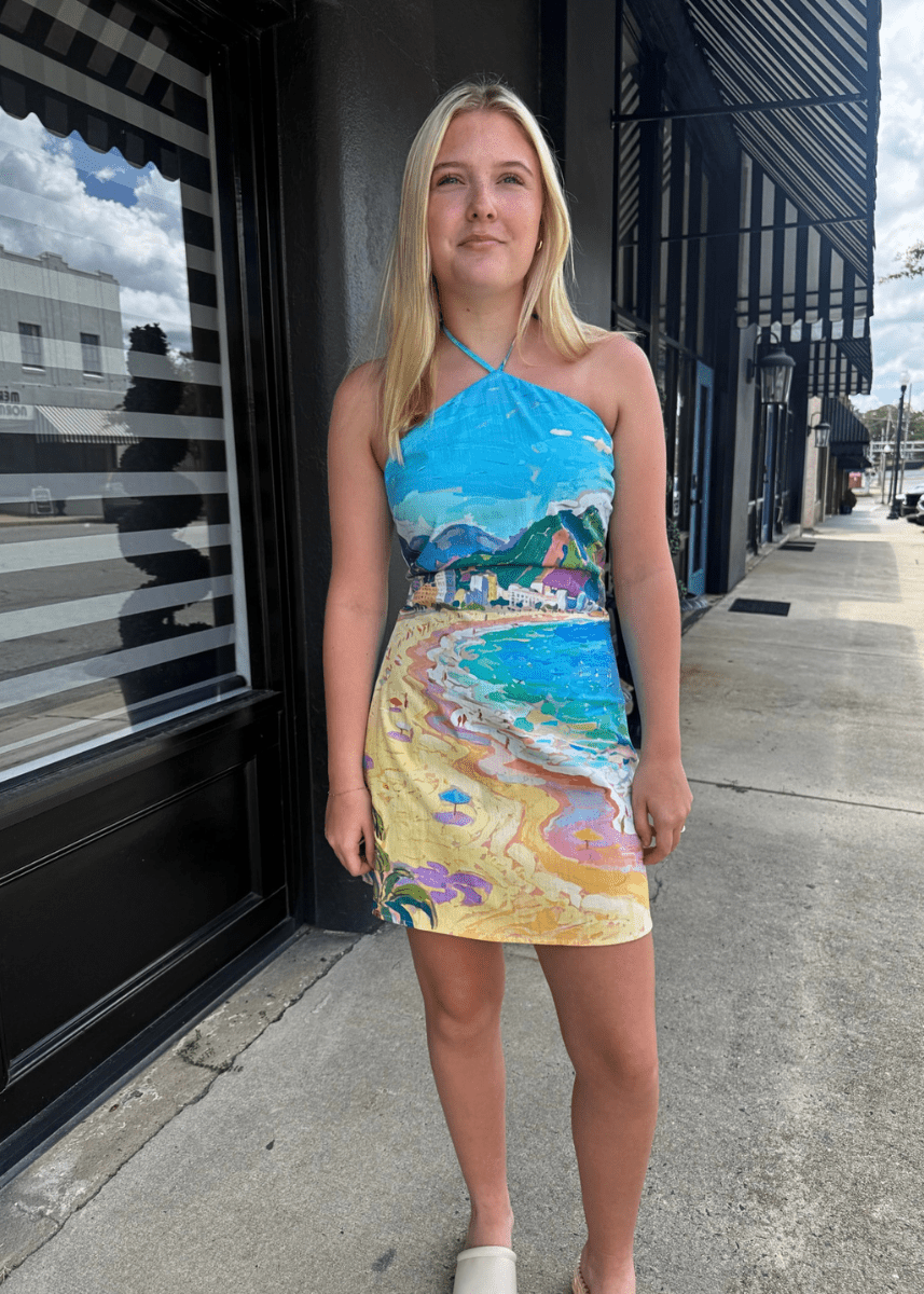 Coastline Canvas Halter Mini Dress - MerciGrace BoutiqueDresses