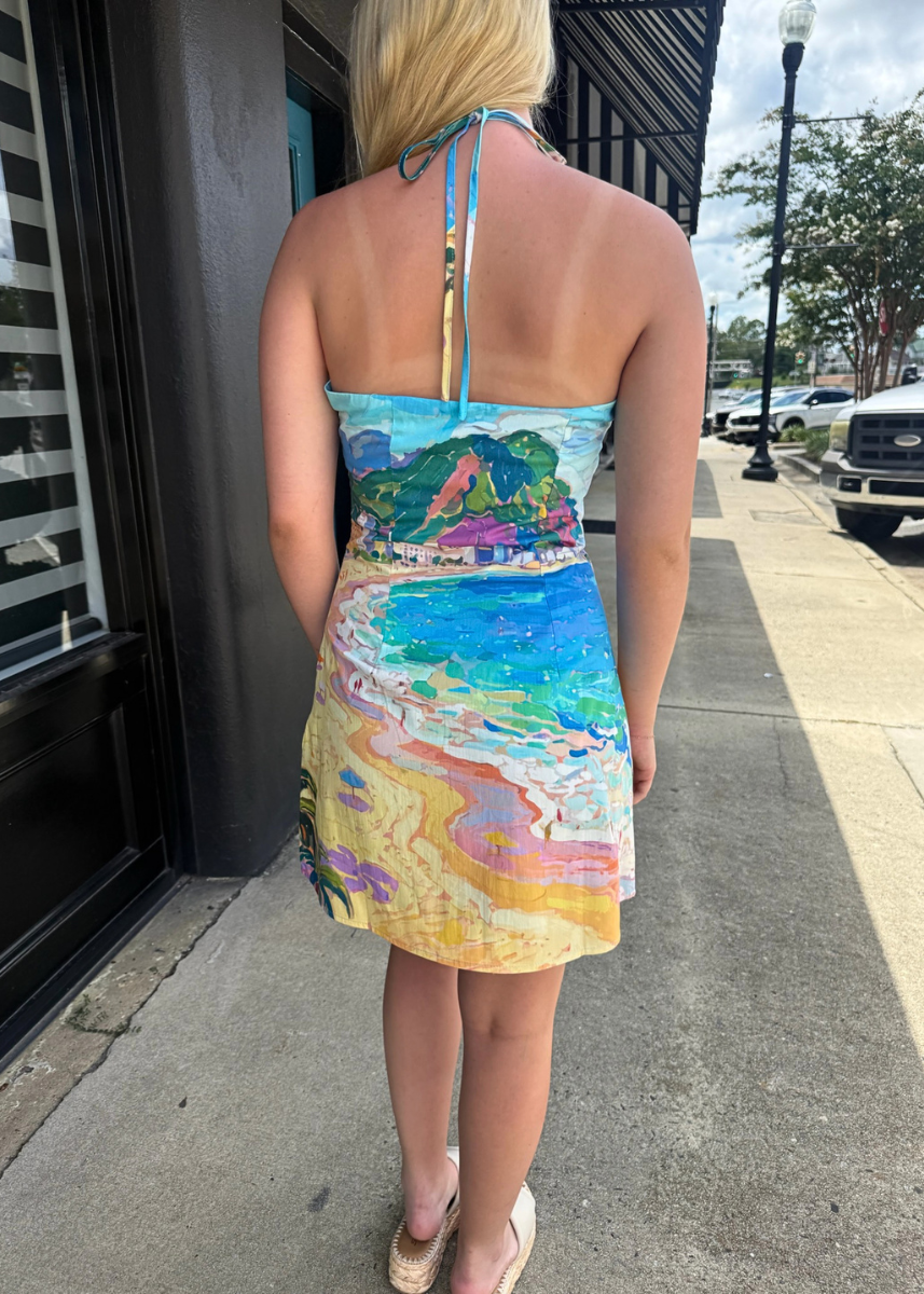 Coastline Canvas Halter Mini Dress - MerciGrace BoutiqueDresses
