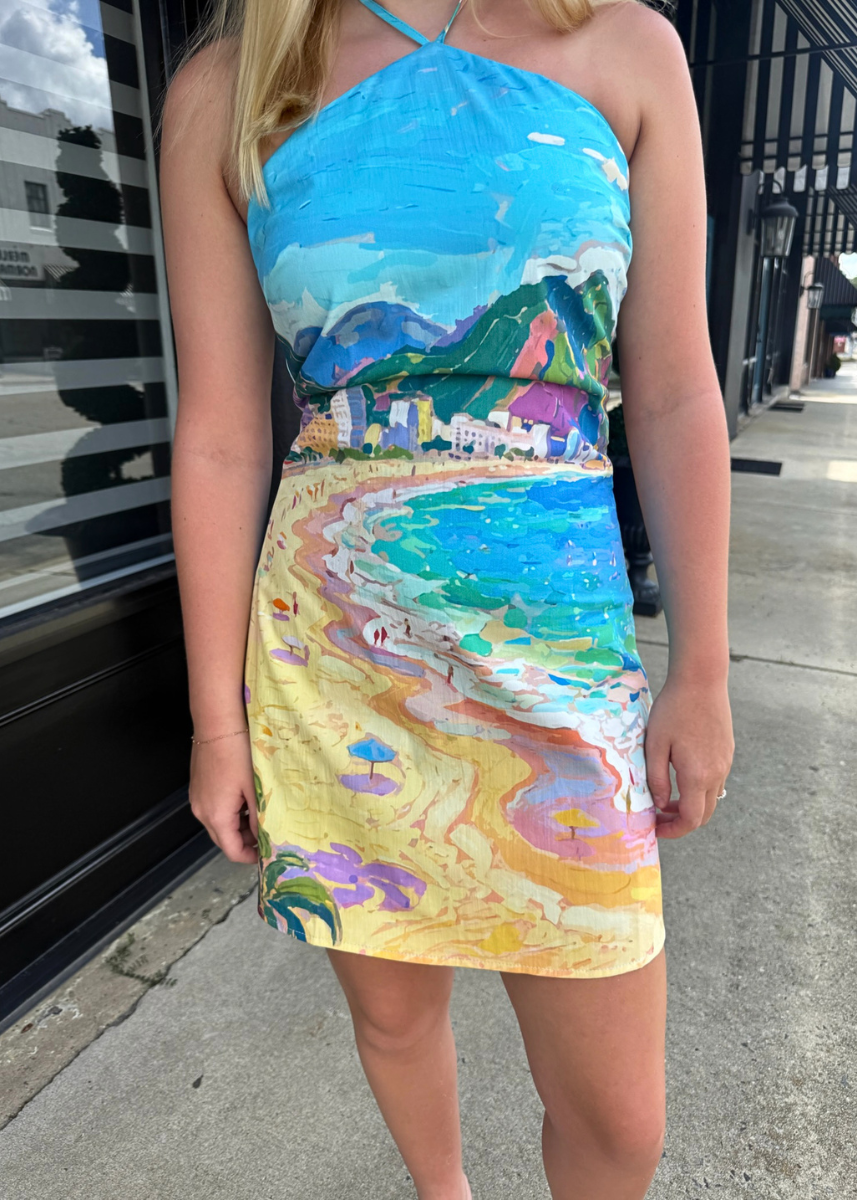 Coastline Canvas Halter Mini Dress - MerciGrace BoutiqueDresses